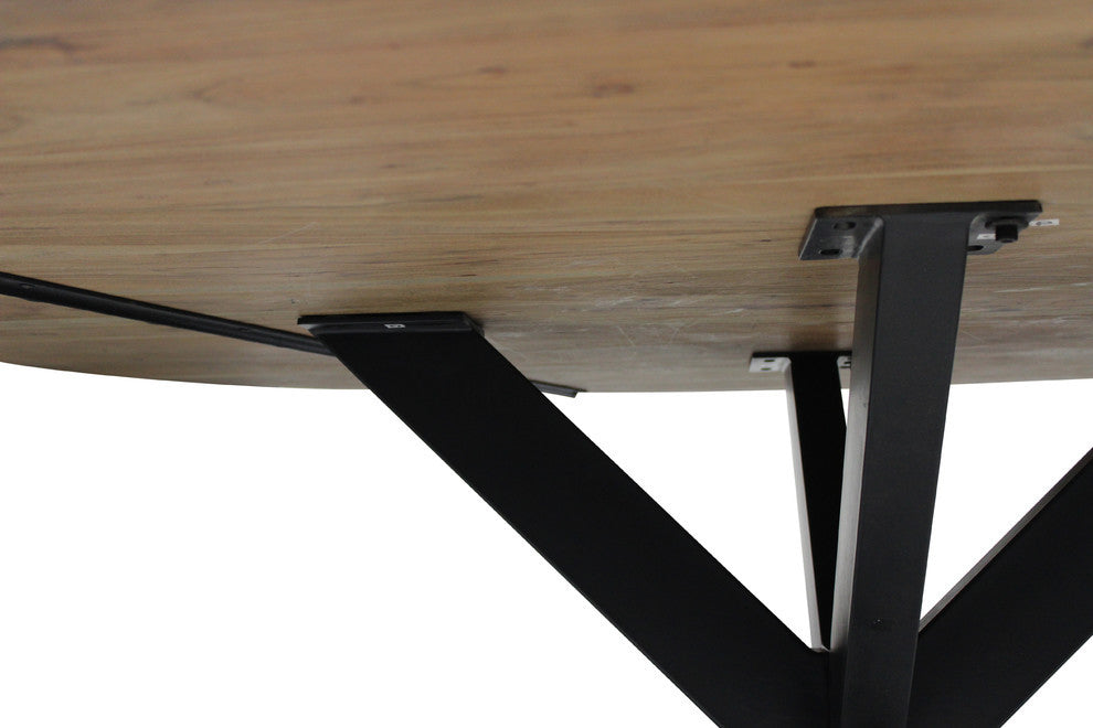 Redondo 72" Round Dining Table With Mango Wood Top and Iron Legs