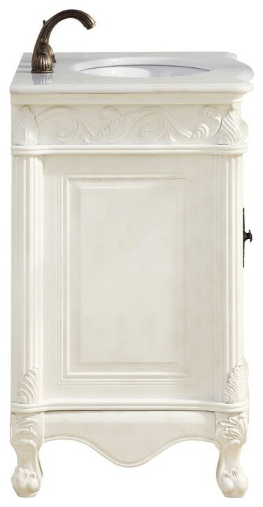 27" Antique-Style White Petite Powder Hayman Bathroom Sink Vanity