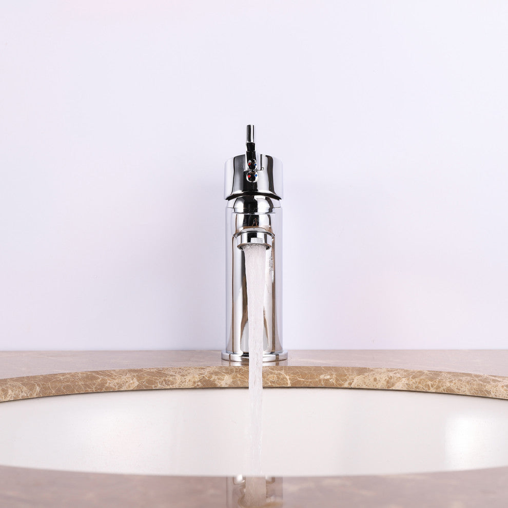 Eviva Silky Single Handle, 1 Hole, Chrome Bathroom Sink Faucet