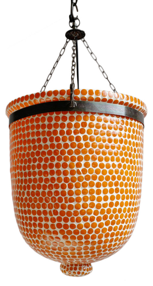 Orange Mosaic Bucket Pendant, Medium