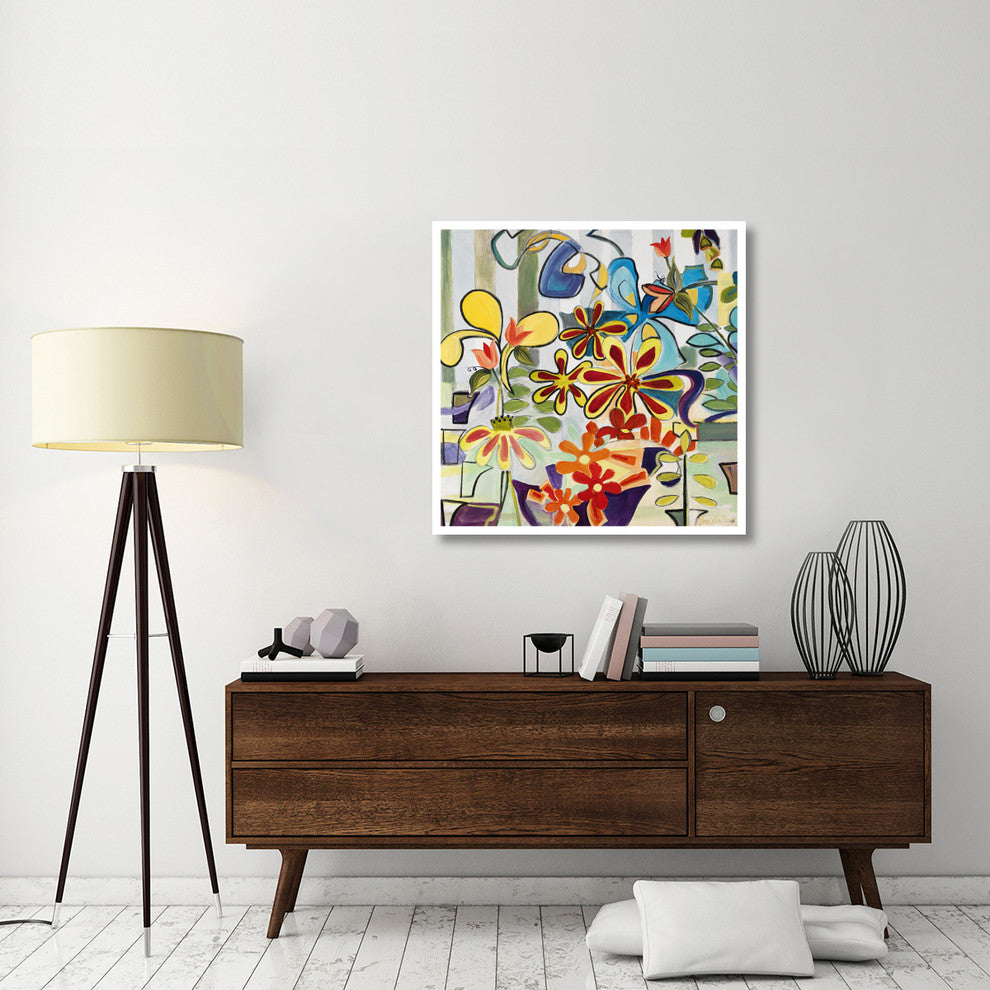 "Happy Snappy Garden" Digital Paper Print by Joan Elan Davis, 38"x38"