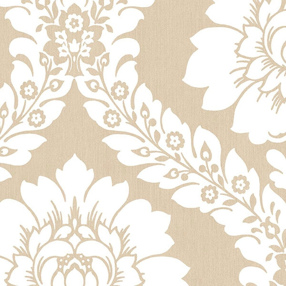 Shades, Damask Geometric Graphic White, Cream Wallpaper Roll