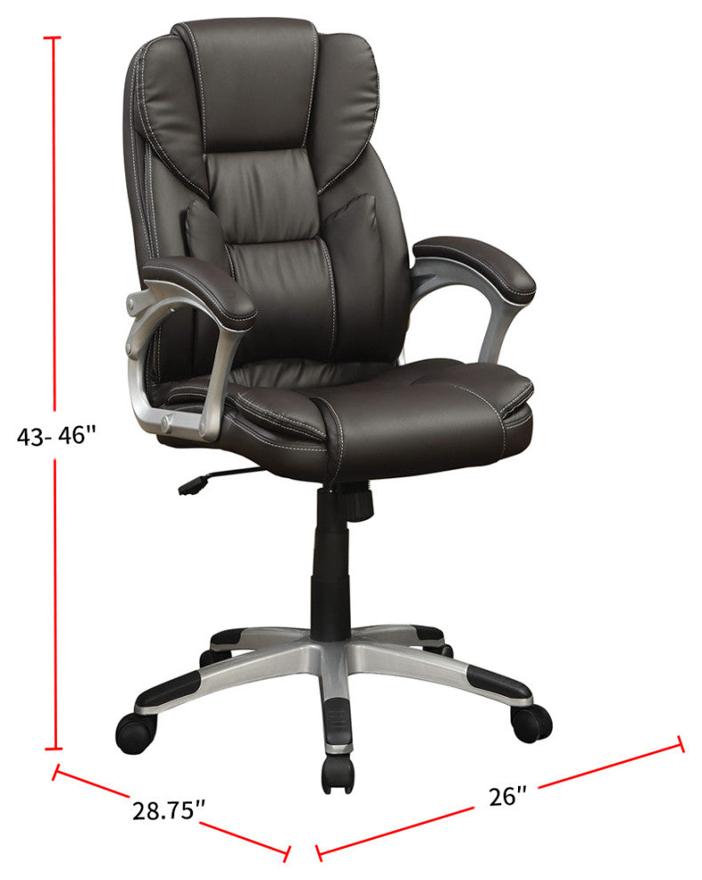 Adjustable Height Office Chair, Dark Brown