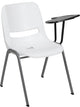 Ergonomic Shell Chair With Right Handed Flip-Up Tablet Arm, White/Left