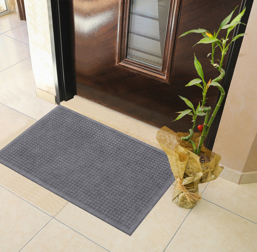 Polypropylene Dirt Cleaning and Water Absorbing Door Mats, 24"x36", Dark Gray