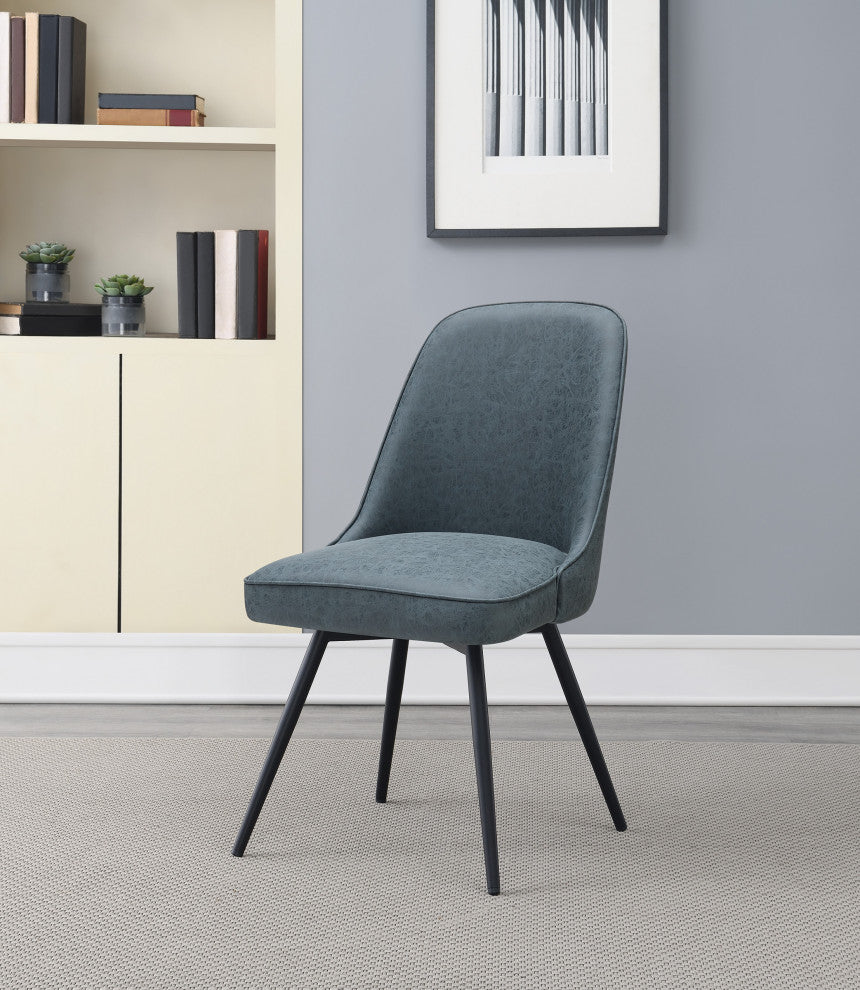 Penton Swivel Chair 2-Pack, Navy Faux Leather With Black Legs