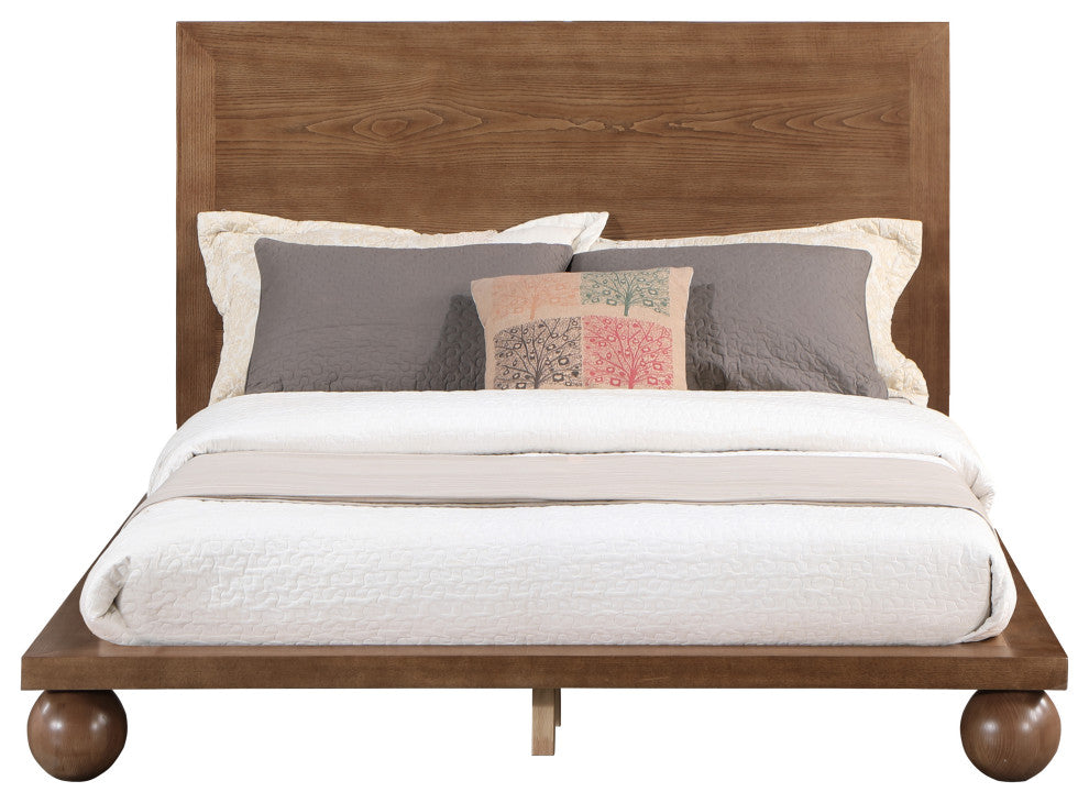 Kent Solid Ash Wood Bed, Walnut, King