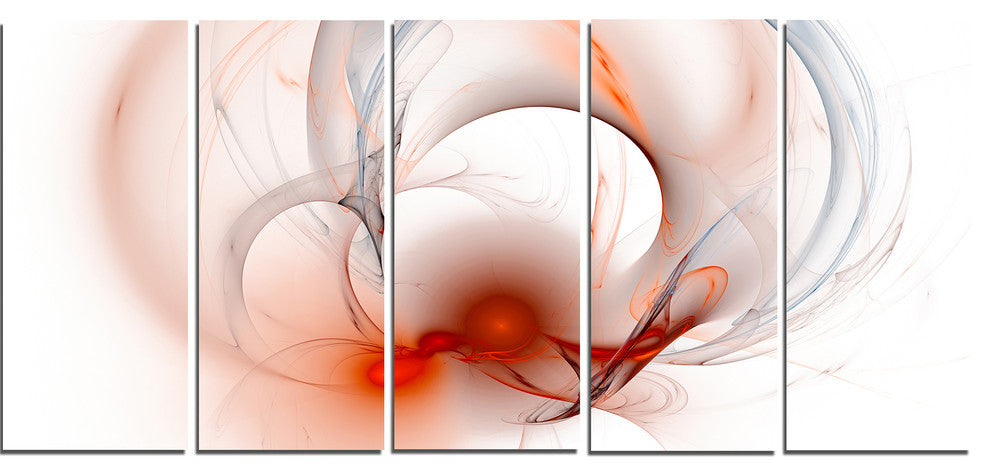Red Fractal Galactic Nebula, Abstract Wall Art Canvas, 60"x28", 5 Panels