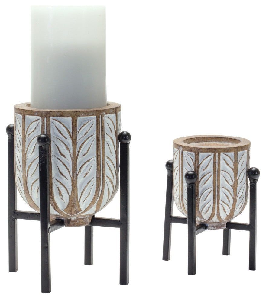 Metal Candle Holder With Stand, 2-Piece Set