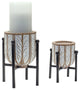 Metal Candle Holder With Stand, 2-Piece Set