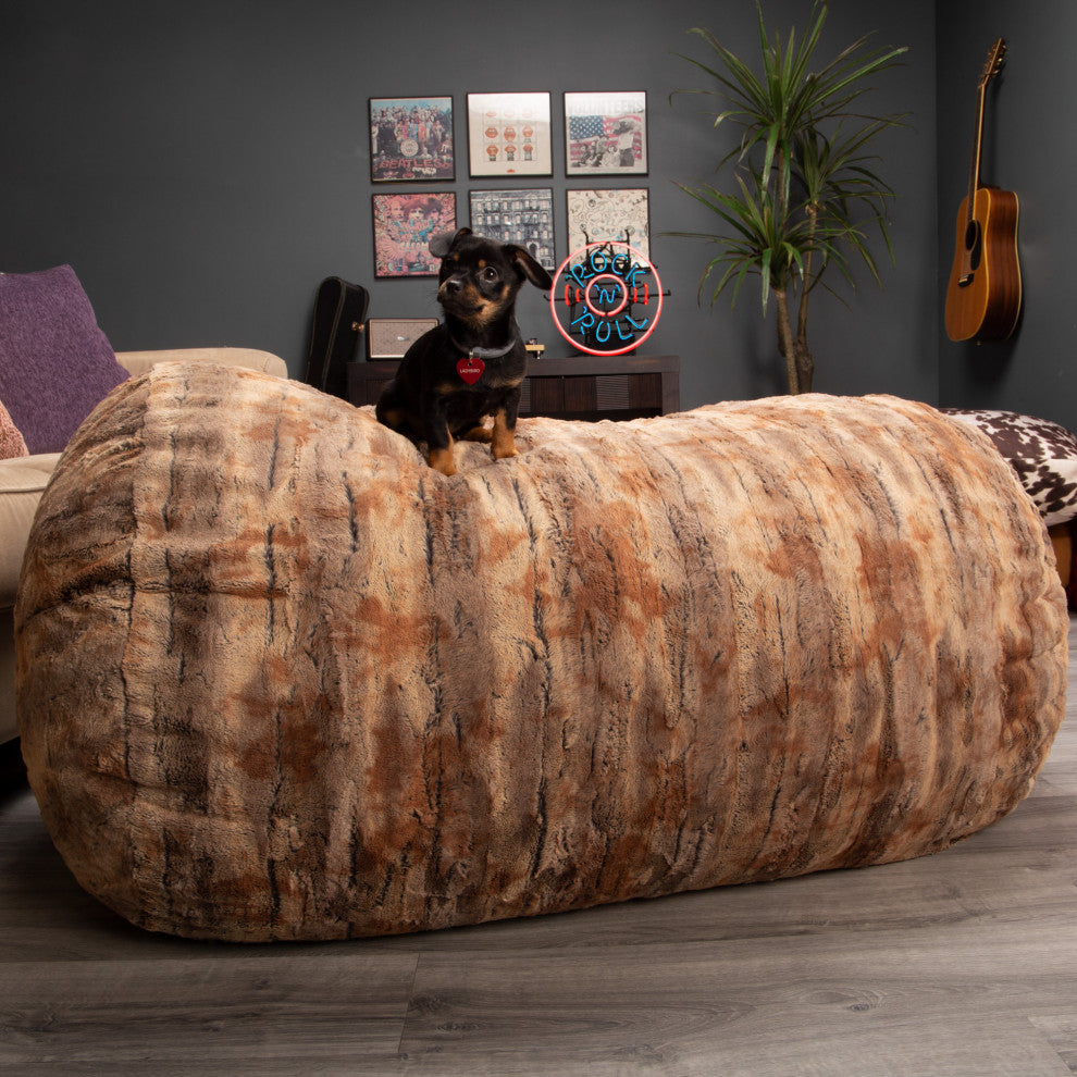 Jaxx Bean Bags Sofa Saxx Bean Bag Lounger, 4-Feet - Faux Fox Fur - Red Fox