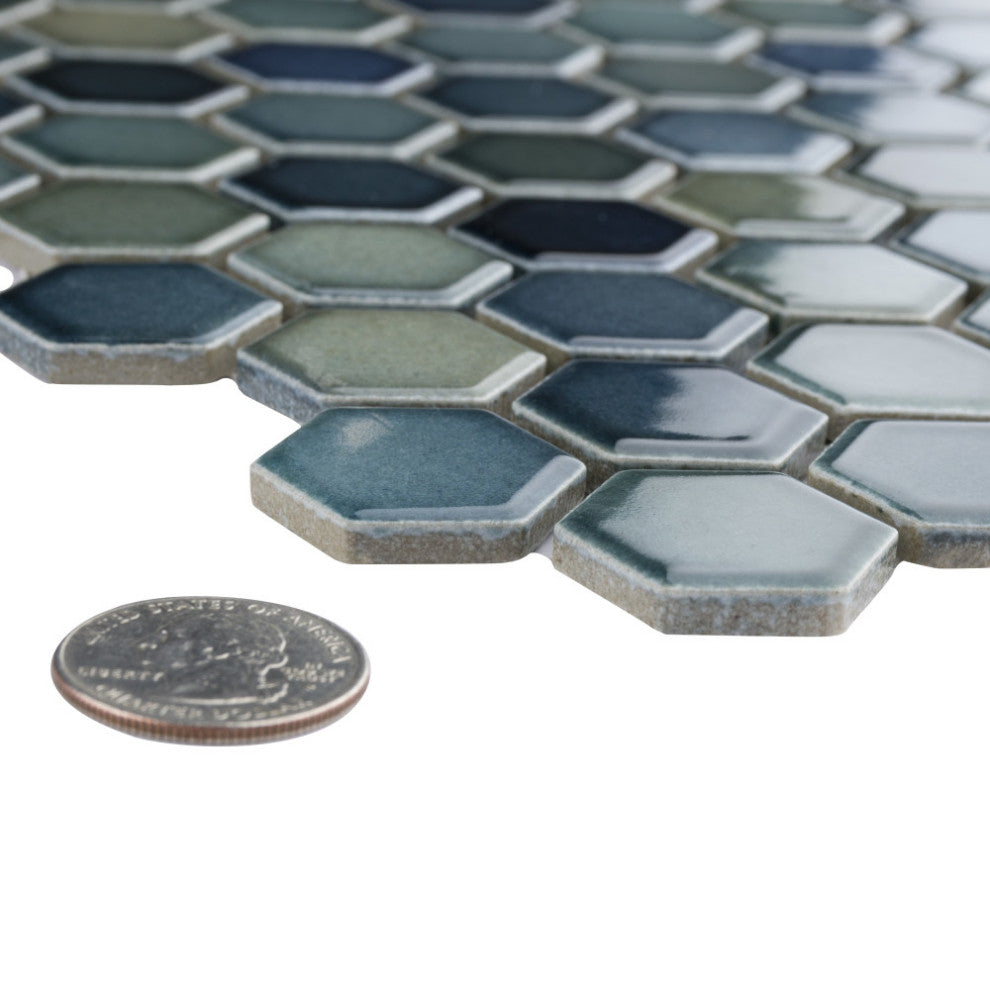 Hudson 1" Hex Atlantis Porcelain Floor and Wall Tile