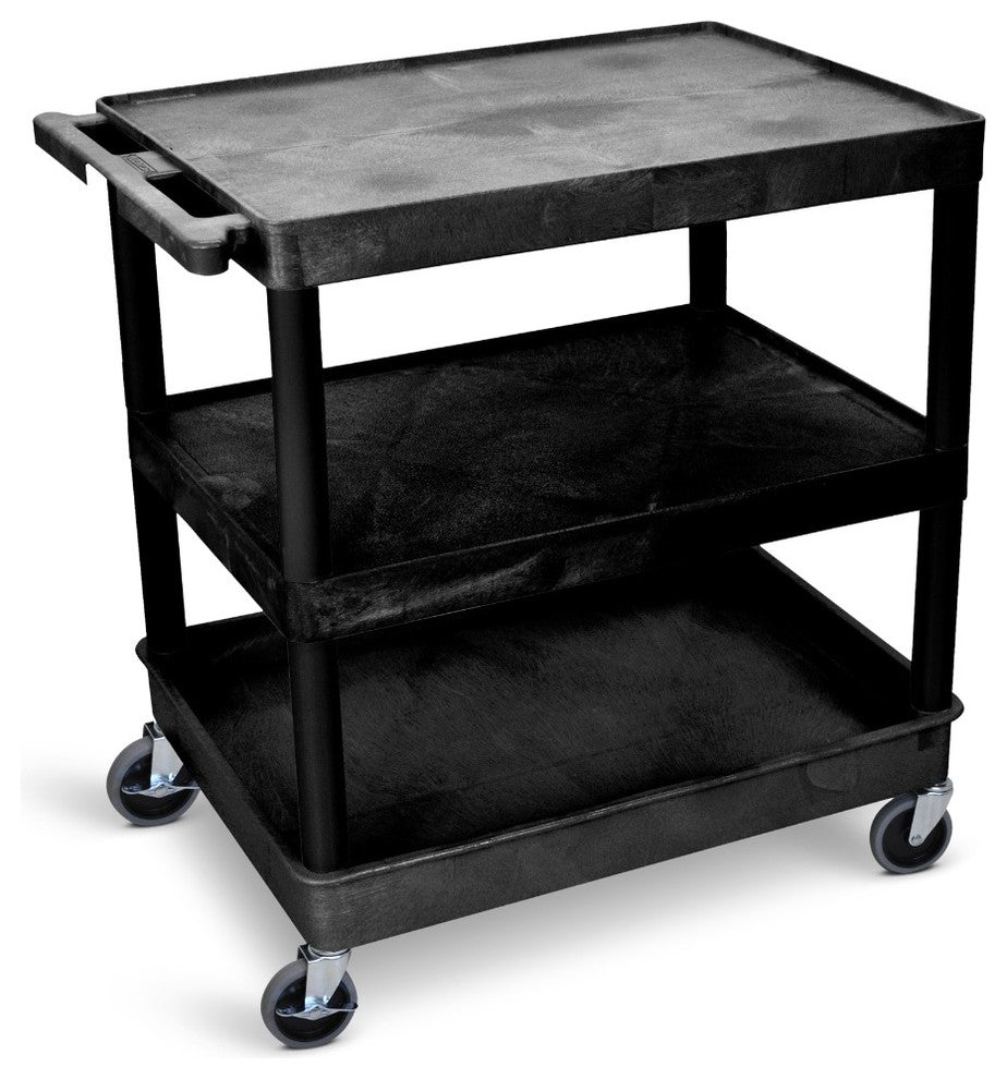 Luxor 3-Shelf Large Black Tub Cart