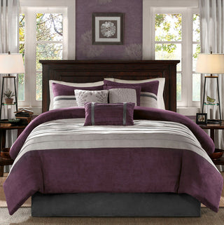 Madison Park Palmer Vera Microsuede 7-Piece Comforter Set, Purple
