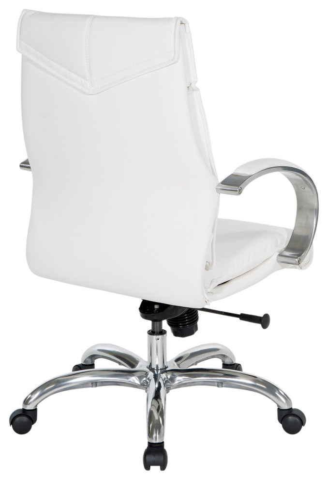 Deluxe Dillon Snow Executive Chair With Aluminum Base and Padded Arms, Mid Back
