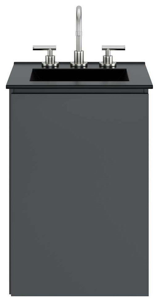 Sink Vanity Cabinet, Wall Mount, Gray Black, Ceramic, Modern, Bathroom