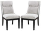 Set of 2 Fabric Dining Side Chair, Black and Beige
