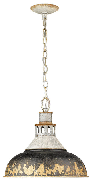 Golden Lighting 0865-L Kinsley 14"W Pendant - Aged Galvanized Steel / Antique