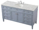 Home Living Vanity with Carrara White Marble Countertop, Gray, 60", Single Sink