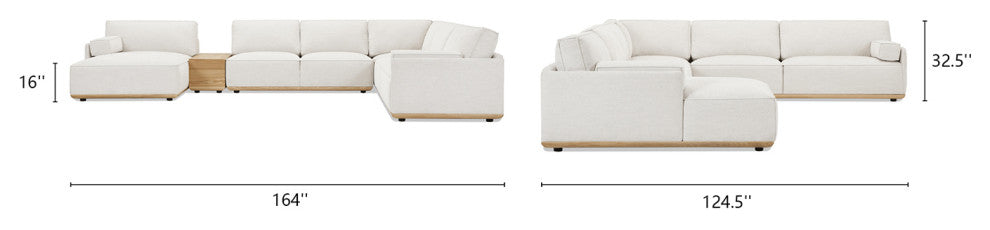 Destin 164" Modular Deep Seat Sectional Sofa, Lunar Gray-White Chenille, Left-Arm Facing