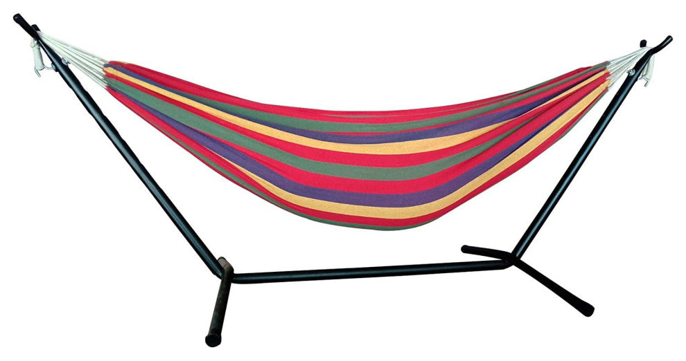 HomeRoots Regatta Stripe Classic 2 Person Hammock With Stand
