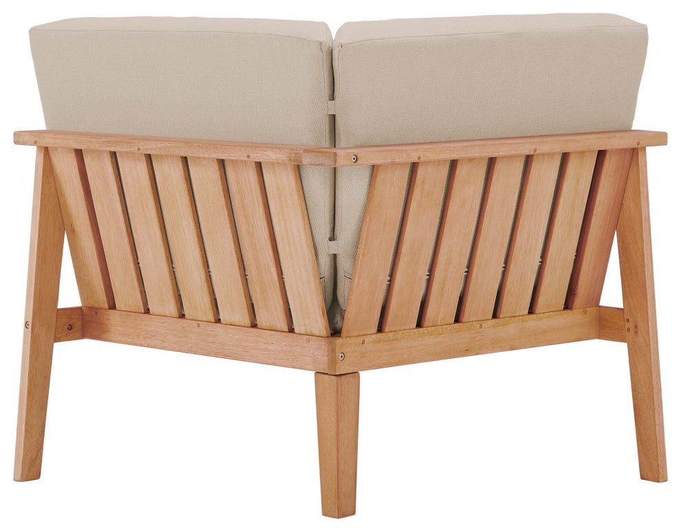 Sedona Outdoor Patio Eucalyptus Wood Sectional Sofa Corner Chair Natural Taupe