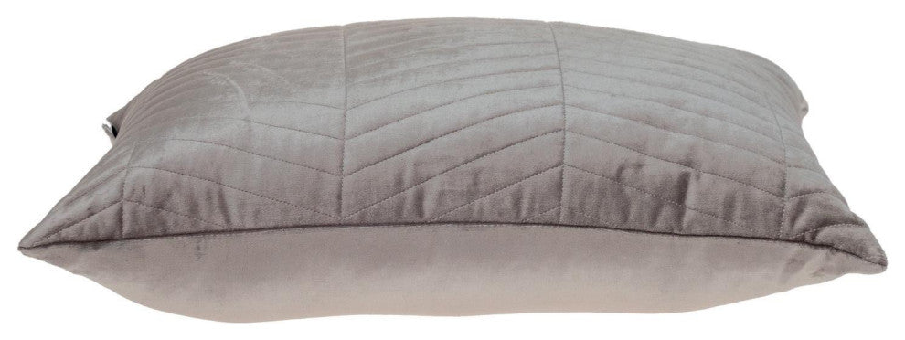 Taupe Quilted Velvet Zig Zag Decorative Lumbar Pillow