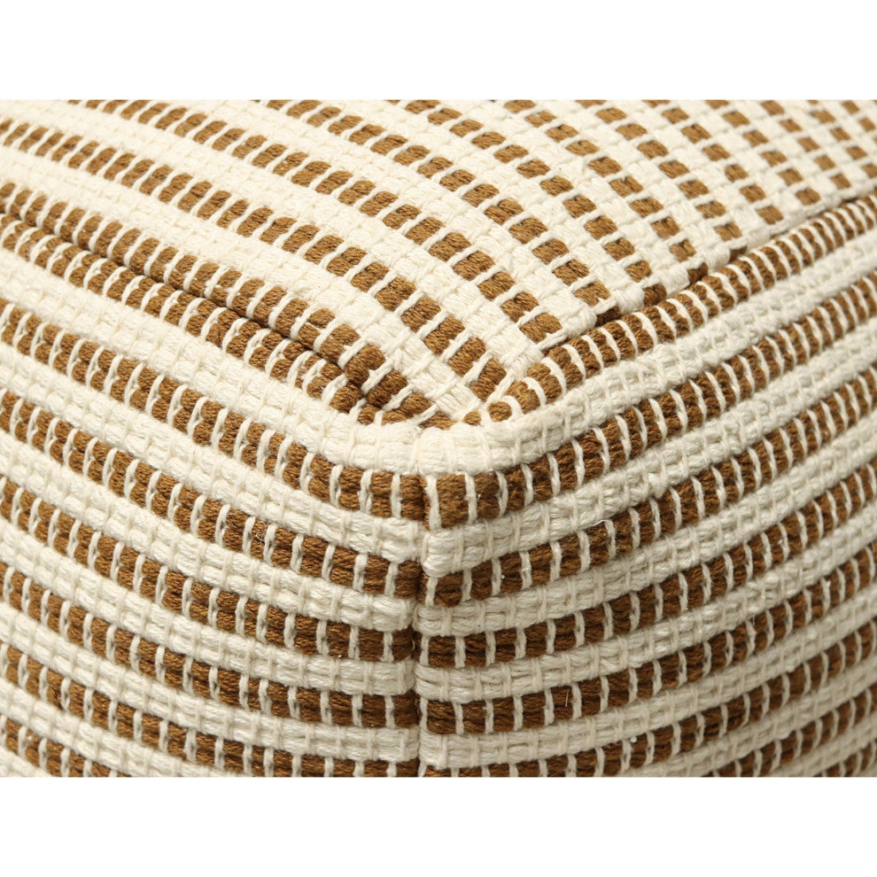 White Hand-woven Lodo Pouf, 18" Cube