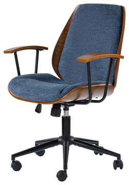 Modern Style Office Chair With Solid Wooden Frame, Navy