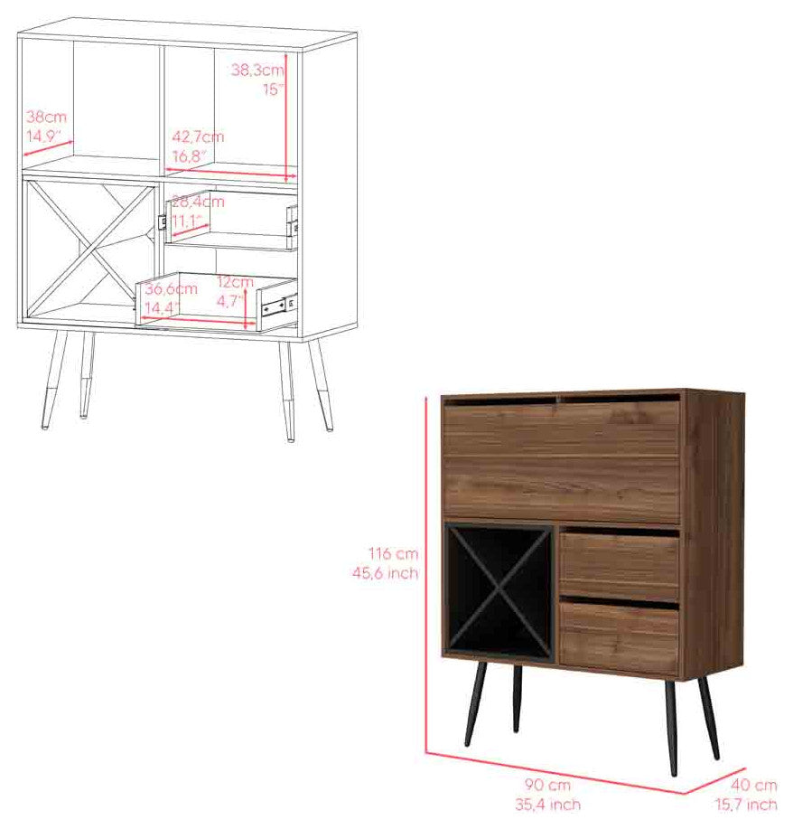 Bar Octupos, Living Room, Mahogany / Black