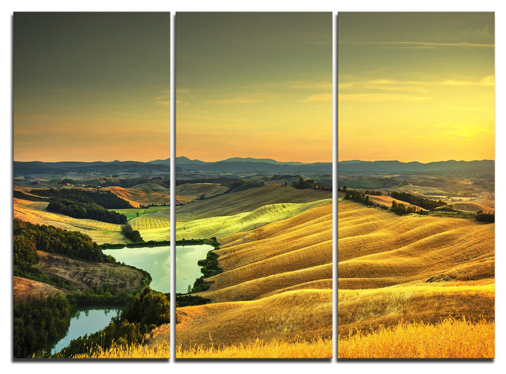 "Rural Landscape Italy Panorama" Metal Wall Art, 3 Panels, 36"x28"