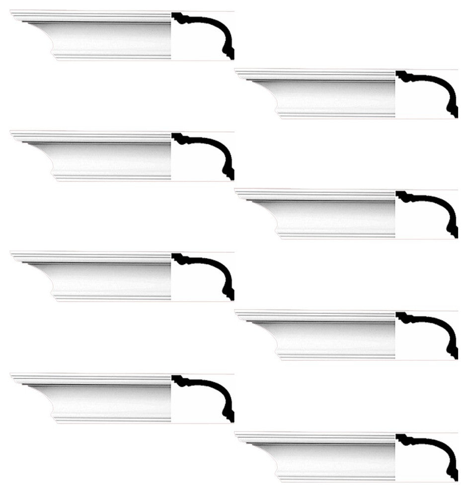 Cornice White Urethane Asheville Simple Design 8 Pcs   752" Length