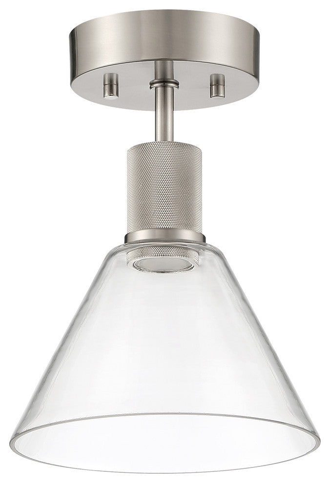 Access Lighting 63146LEDD/CLR Port Nine 8"W LED Semi-Flush - Brushed Steel