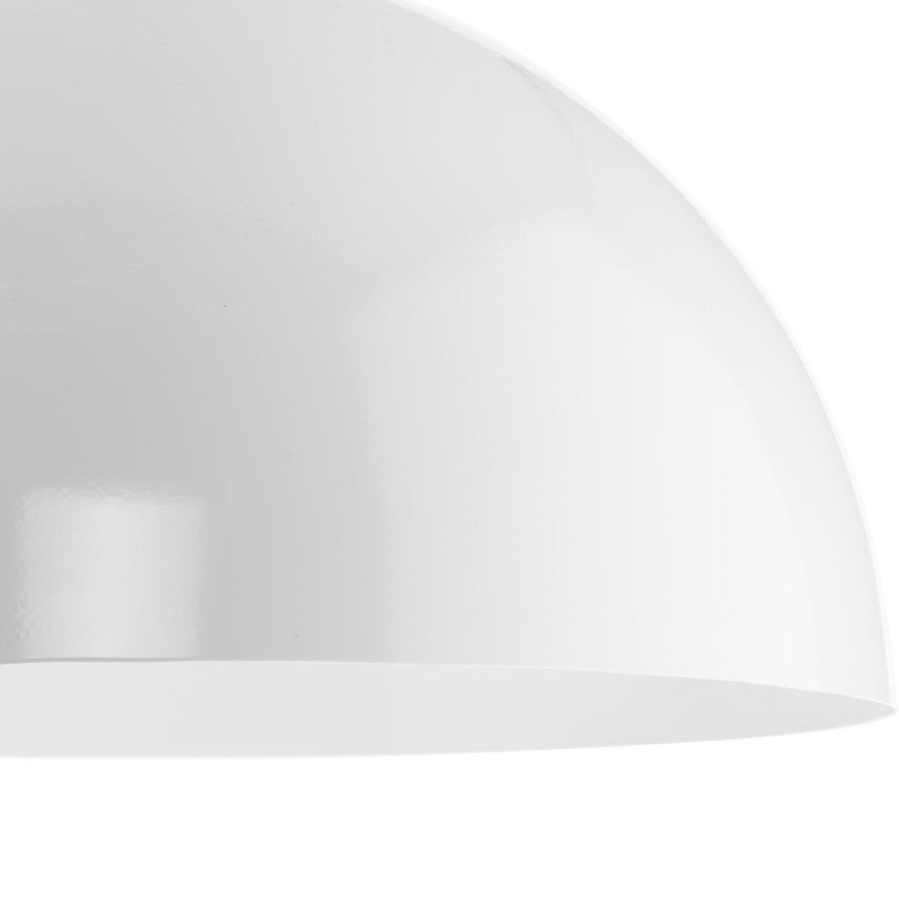 Perimeter Collection One-Light White Mid-Century Modern Pendant With metal Shade