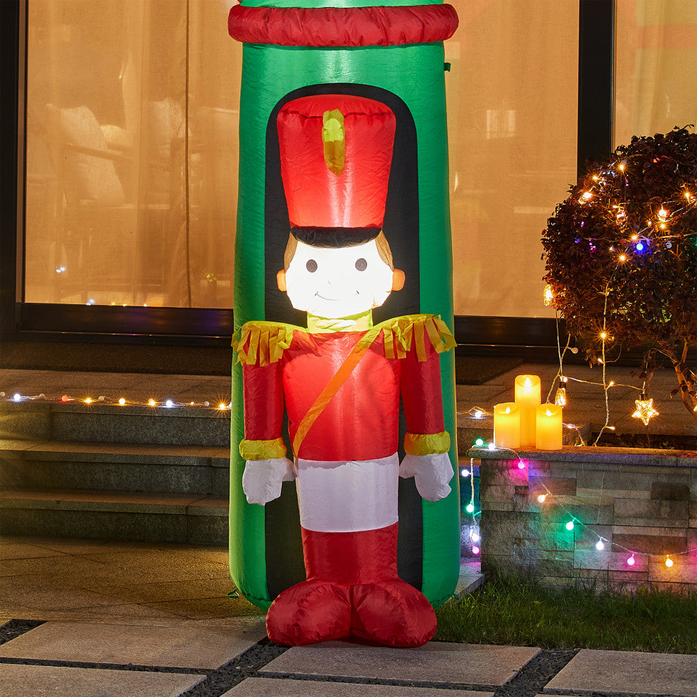 10FT Lighted Inflatable Arch Gate With Soldiers Decor