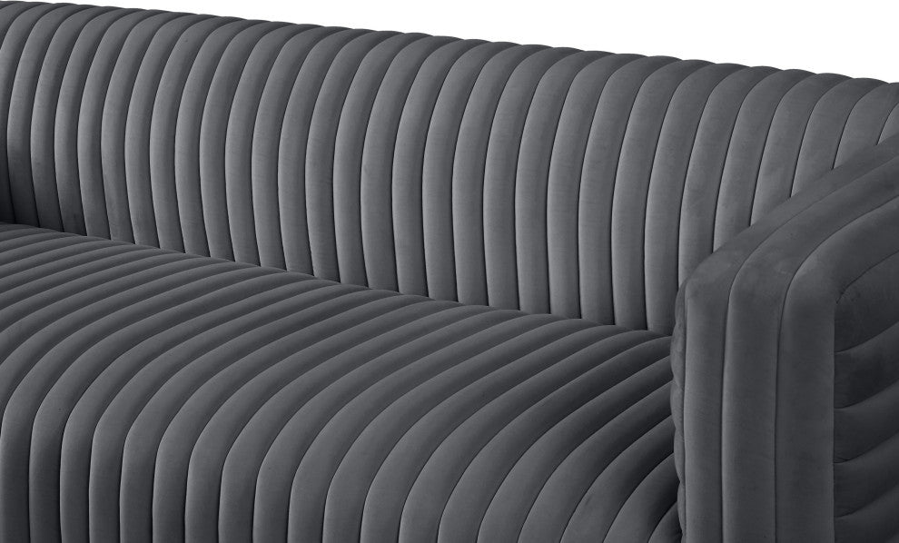 Ravish Velvet Upholstered Chair, Gray, Sofa