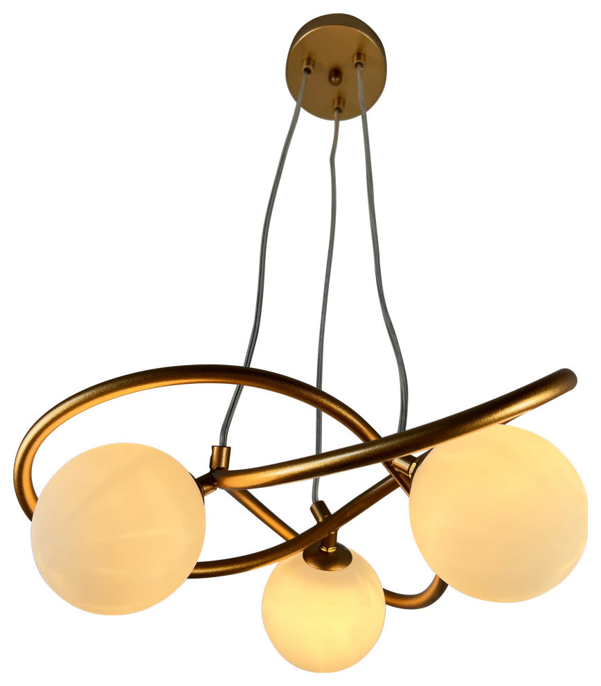 Xaman 3-Light Satin Brass Geometric Chandelier