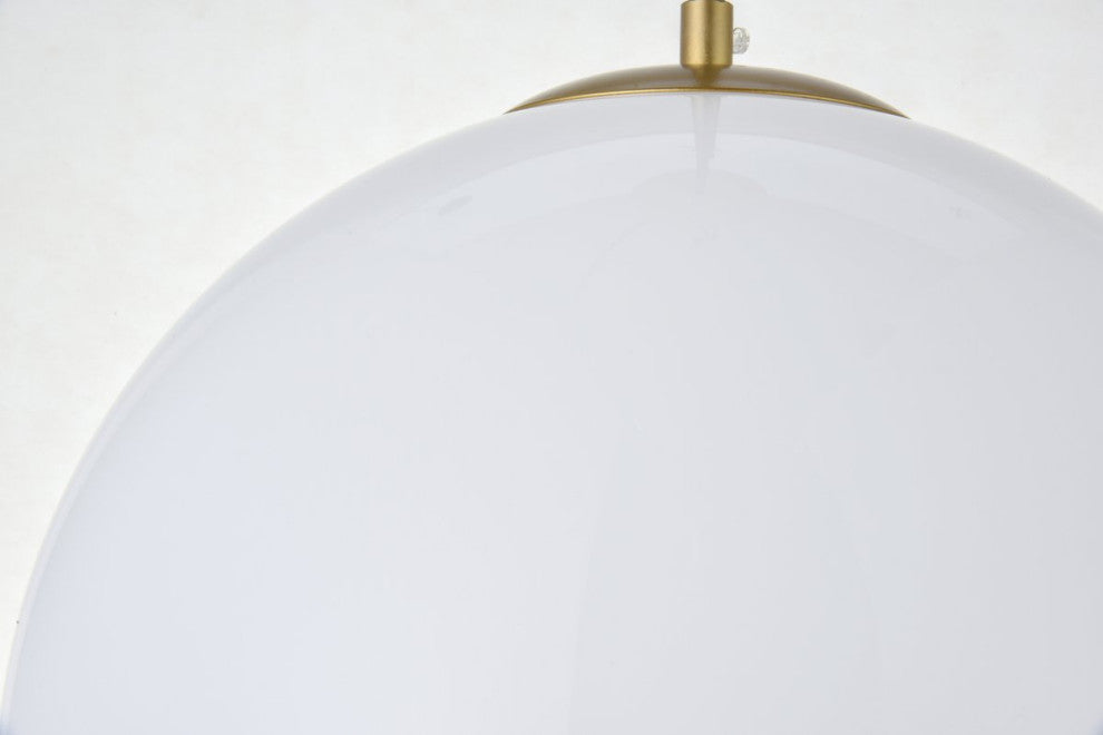 Midcentury Modern Brass And Frosted White 1-Light Pendant