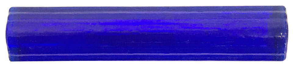 1x6 Half Rounds Hand Poured Glass Tile, Cobalt