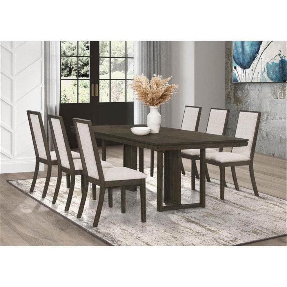 Coaster Kelly 7-piece Wood Rectangular Dining Table Set in Beige and Dark Gray