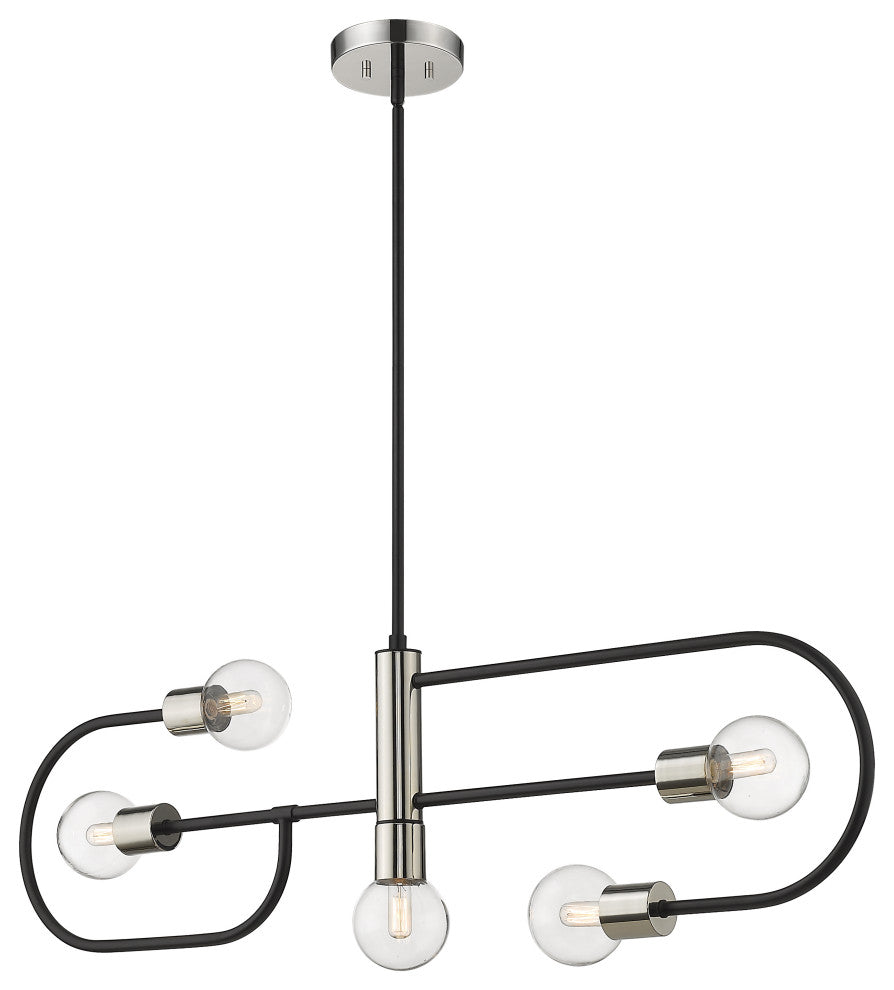 Zlite 621-5L-MB-PN 5-Light Chandelier, Clear