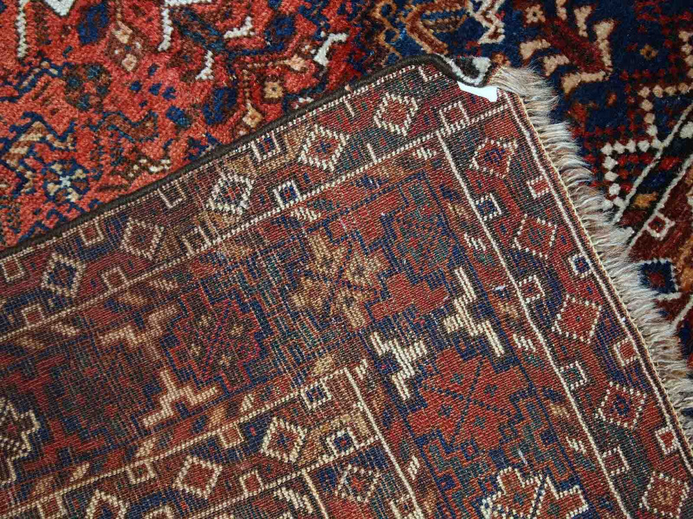 Handmade antique Persian Khamseh rug 6' x 6.4' (156cm x 194cm) 1900s