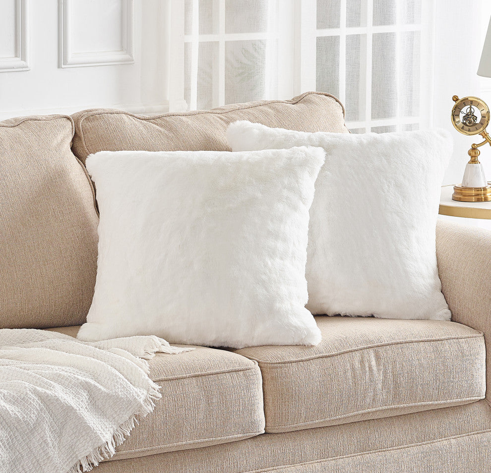 Heavy Faux Fur Throw Pillow Covers 2pcs Set, Erget, 20''x20''