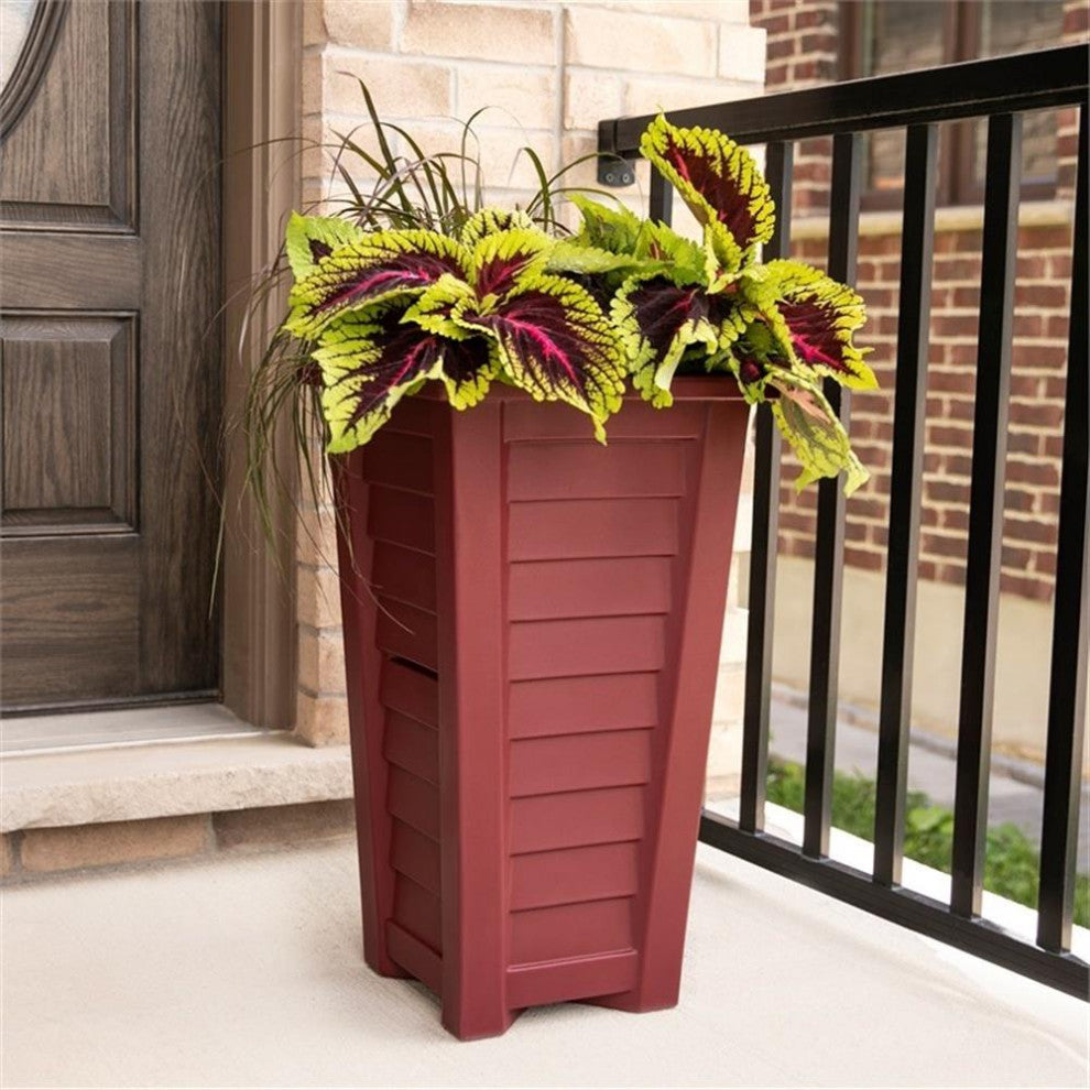 Mayne Lakeland 28" Coastal Polyethylene Resin Tall Planter in Cranberry Red