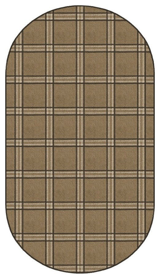 Oilskin Herrington Plaid Area Rug Milliken Tactesse Nylon, Oval 4'x6'