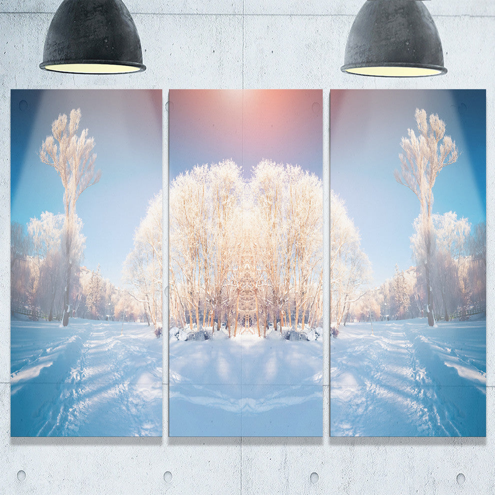 "Horizontally Flipped Winter Trees" Metal Wall Art, 3 Panels, 36"x28"