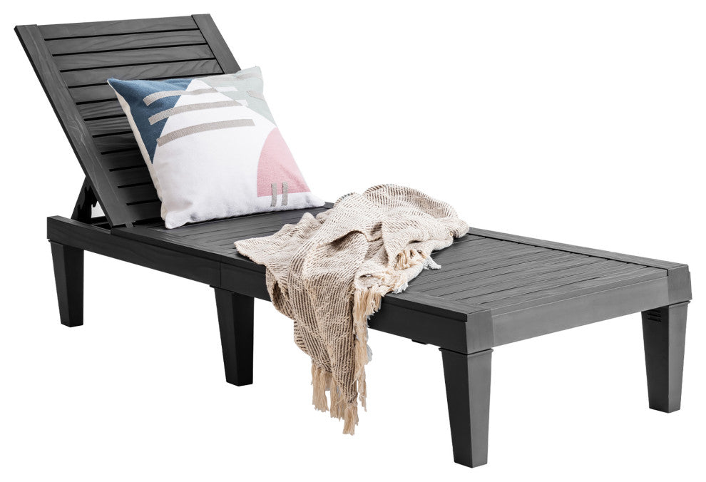 Costway Patio Lounge Chair Chaise Recliner Weather Resistant Adjustable Black