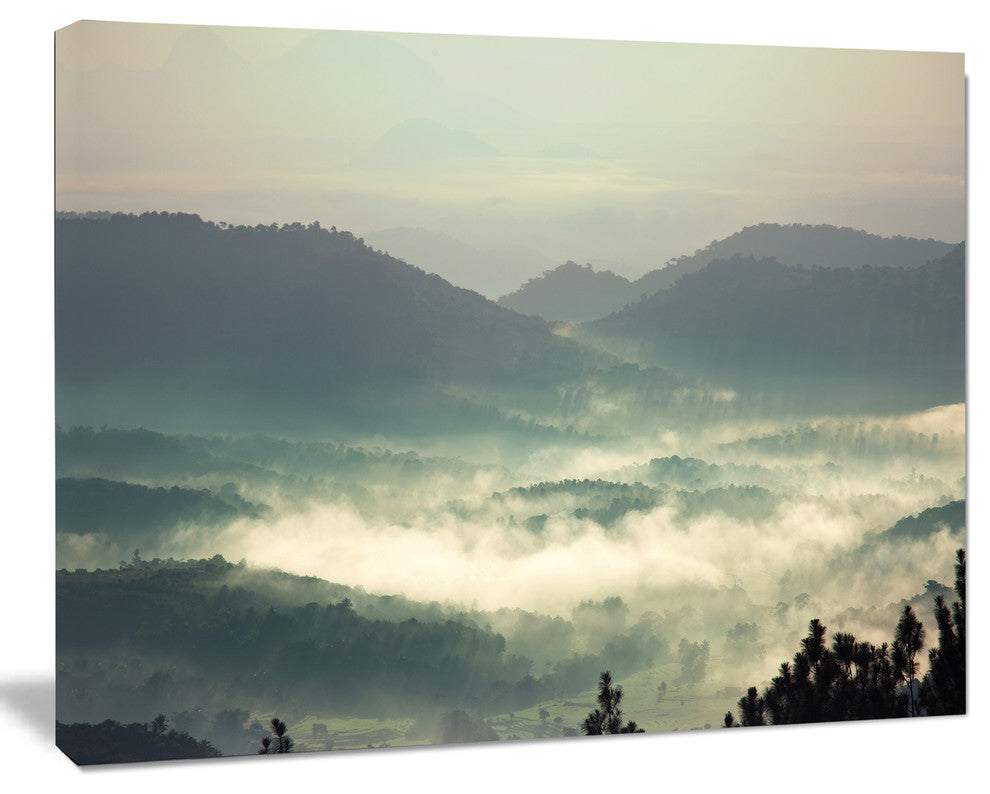 Beautiful Foggy Hills in Sri Lanka, Beach Photo Canvas Print, 20"x12"