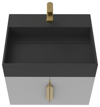 CastelloUSA Amazon 24" Wall Mounted Bathroom Vanity Set, Gray, Black Top, Gold