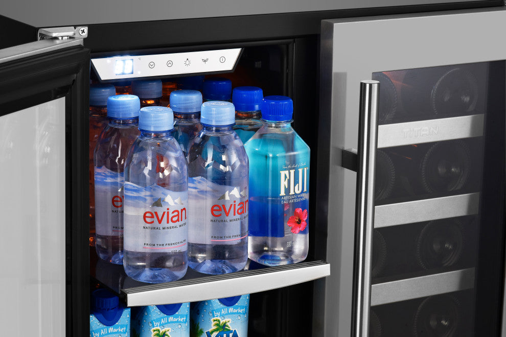 Titan Transcend 24 inch 64 Can 20 Bottle Dual Zone Beverage and Wine Cooler